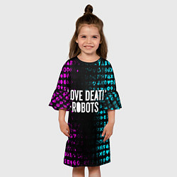Платье клеш для девочки ЛЮБОВЬ СМЕРТЬ И РОБОТЫ, цвет: 3D-принт — фото 2