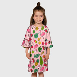 Платье клеш для девочки Фламинго Лето, цвет: 3D-принт — фото 2