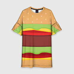 Платье клеш для девочки Бутерброд, цвет: 3D-принт