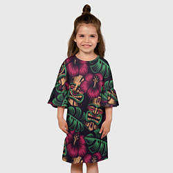 Платье клеш для девочки Тропический, цвет: 3D-принт — фото 2