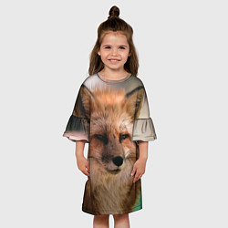 Платье клеш для девочки Строгая лисица, цвет: 3D-принт — фото 2