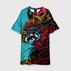 Платье клеш для девочки Дракон Dragon, цвет: 3D-принт