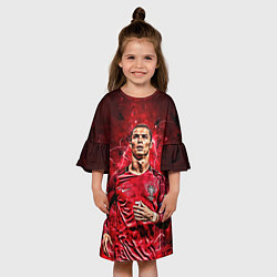 Платье клеш для девочки Cristiano Ronaldo Portugal, цвет: 3D-принт — фото 2