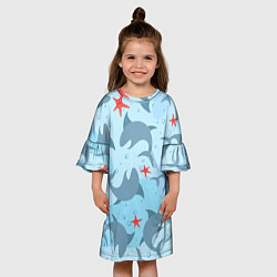 Платье клеш для девочки Акулы паттерн, цвет: 3D-принт — фото 2