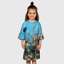 Платье клеш для девочки Коралловые рыбки, цвет: 3D-принт — фото 2