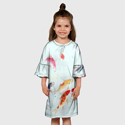Платье клеш для девочки Японские карпы, цвет: 3D-принт — фото 2