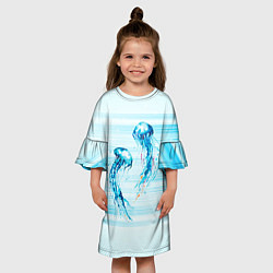 Платье клеш для девочки Медузы, цвет: 3D-принт — фото 2