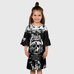 Платье клеш для девочки Чёрный клевер череп демона, цвет: 3D-принт — фото 2
