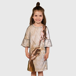 Платье клеш для девочки Микеланджело сотворение Адама, цвет: 3D-принт — фото 2