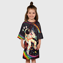 Платье клеш для девочки Космонавт, цвет: 3D-принт — фото 2