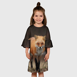 Платье клеш для девочки Хитрая лисица, цвет: 3D-принт — фото 2