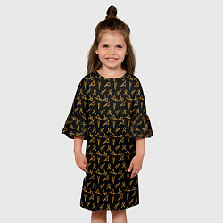 Платье клеш для девочки Золотые руны акварелью, цвет: 3D-принт — фото 2