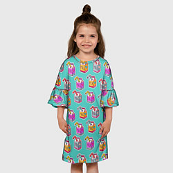 Платье клеш для девочки Коробки молока MILK, цвет: 3D-принт — фото 2