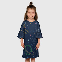 Платье клеш для девочки Космическая одиссея, цвет: 3D-принт — фото 2