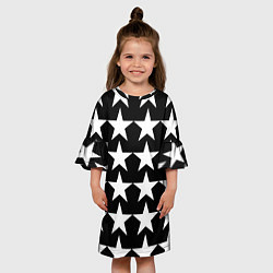 Платье клеш для девочки Белые звёзды на чёрном фоне, цвет: 3D-принт — фото 2