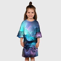 Платье клеш для девочки Космическое море, цвет: 3D-принт — фото 2
