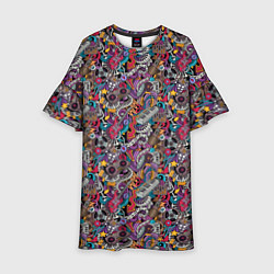 Платье клеш для девочки Музыкальные Инструменты, цвет: 3D-принт