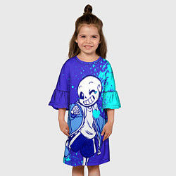 Платье клеш для девочки UNDERTALE SANS BLUE, цвет: 3D-принт — фото 2