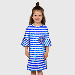 Платье клеш для девочки Тельняшка со значком ВДВ, цвет: 3D-принт — фото 2