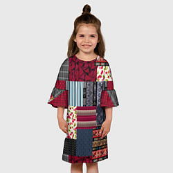 Платье клеш для девочки Деревенский стиль Пэчворк, цвет: 3D-принт — фото 2