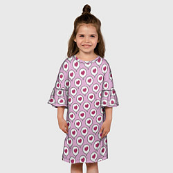 Платье клеш для девочки Сердечки в облачках, цвет: 3D-принт — фото 2