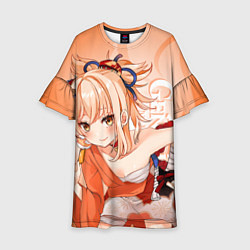 Платье клеш для девочки Genshin Impact, Ёимия, цвет: 3D-принт