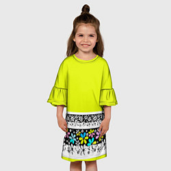 Платье клеш для девочки Яркий цветочный узор, цвет: 3D-принт — фото 2