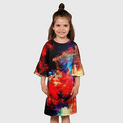 Платье клеш для девочки Косический градиент, цвет: 3D-принт — фото 2