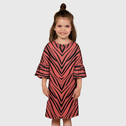 Платье клеш для девочки Полосатый тигровый узор, цвет: 3D-принт — фото 2