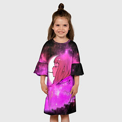 Платье клеш для девочки Аниме Девушка Розовый Космос, цвет: 3D-принт — фото 2