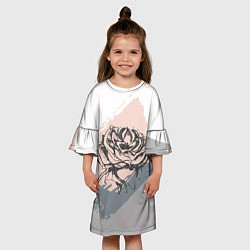 Платье клеш для девочки Абстракция с розой, цвет: 3D-принт — фото 2