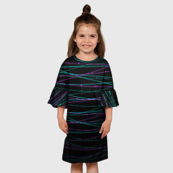 Платье клеш для девочки Неоновые тонкие нити, цвет: 3D-принт — фото 2
