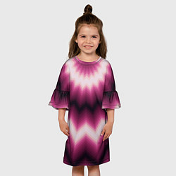 Платье клеш для девочки Черно-пурпурный калейдоскоп, цвет: 3D-принт — фото 2