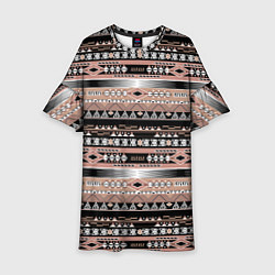 Платье клеш для девочки Полосатый этнический орнамент, цвет: 3D-принт
