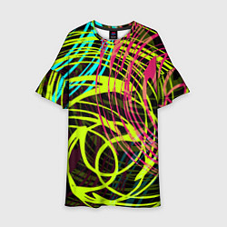 Платье клеш для девочки Разноцветные спирали, цвет: 3D-принт