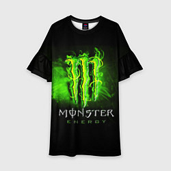 Платье клеш для девочки MONSTER ENERGY NEON НЕОН, цвет: 3D-принт