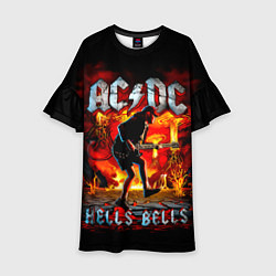 Платье клеш для девочки ACDC HELLS BELLS, цвет: 3D-принт