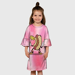 Платье клеш для девочки Хотдог сэлфи, цвет: 3D-принт — фото 2