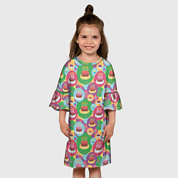 Платье клеш для девочки Торт, цвет: 3D-принт — фото 2