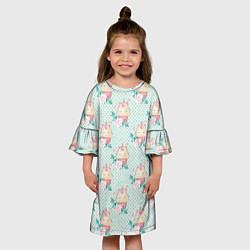 Платье клеш для девочки Милые Единороги - девочки, цвет: 3D-принт — фото 2