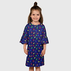 Платье клеш для девочки Разноцветные Лампочки, цвет: 3D-принт — фото 2