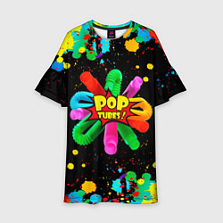 Платье клеш для девочки Pop Tubes, поп трубка pop it, цвет: 3D-принт