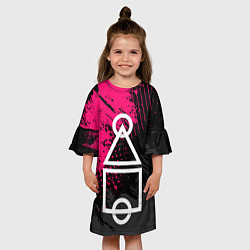 Платье клеш для девочки Игра в кальмара, цвет: 3D-принт — фото 2