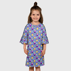 Платье клеш для девочки Новогодние Ёлочные Украшения, цвет: 3D-принт — фото 2