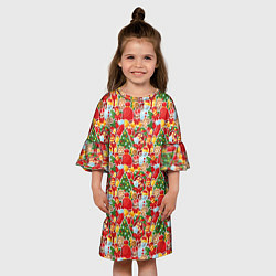 Платье клеш для девочки Merry Christmas символика, цвет: 3D-принт — фото 2