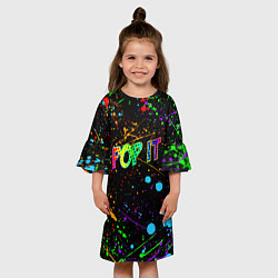 Платье клеш для девочки POP IT CRAZY BRUSHES ПОП ИТ БРЫЗГИ КРАСОК, цвет: 3D-принт — фото 2