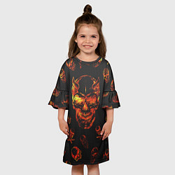 Платье клеш для девочки Огненные черепа Carbon, цвет: 3D-принт — фото 2