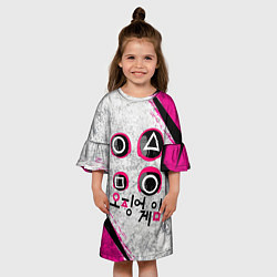 Платье клеш для девочки Игра в кальмара: Фигуры, цвет: 3D-принт — фото 2