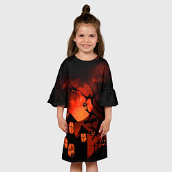 Платье клеш для девочки Красная луна на Хэллоуин, цвет: 3D-принт — фото 2