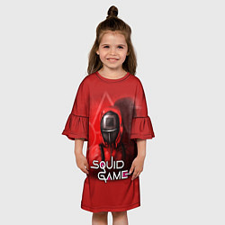Платье клеш для девочки Игра в кальмара: Квадрат, цвет: 3D-принт — фото 2